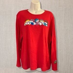 Mercer Street Studio Womens XL Christmas Snowman Red Holiday Applique Shirt